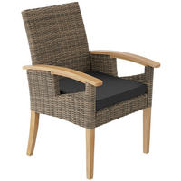 RATTAN STUHL Rosarno,inklusive Sitzpolster, 62,5 x 71,5 x 94 cm,natur - Naturfarben, Kunststoff (62.5/94/71.5cm) - tectake