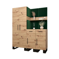 GARDEROBEN-SET 196/158/45,6 - Waldgrün/Schwarz, Holz/Kunststoff (158/196/45.6cm) - Abiks Möbel