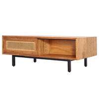 MASSIVER COUCHTISCH - Mango massiv / Wiener Geflecht - Mango / Beige - Beige/Schwarz, Naturmaterialen/Holz (60/110/40cm) - home24
