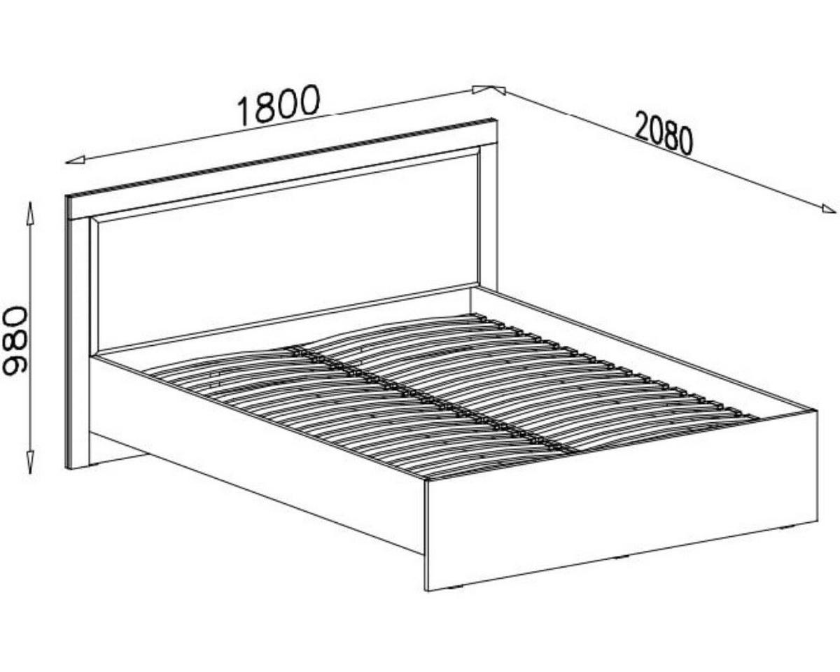 DOPPELBETT SAM SR6 160/200 in Eiche Artisan / Grau - Eiche Artisan, Holzwerkstoff - Deine Möbel 24