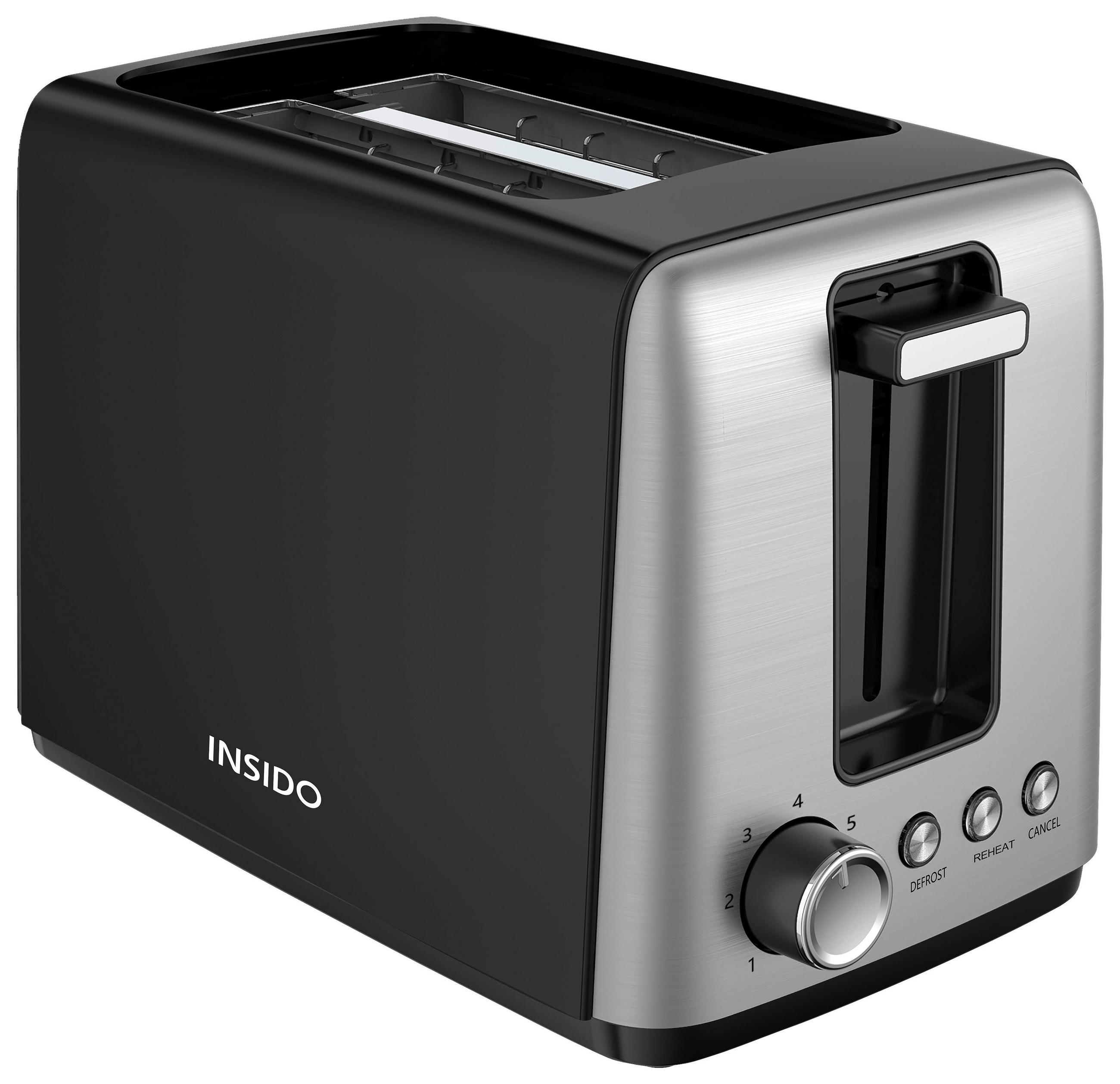 TOASTER Joser in Schwarz/Edelstahlfarben - Schwarz, Metall (15.5/17.7/25.8cm)
