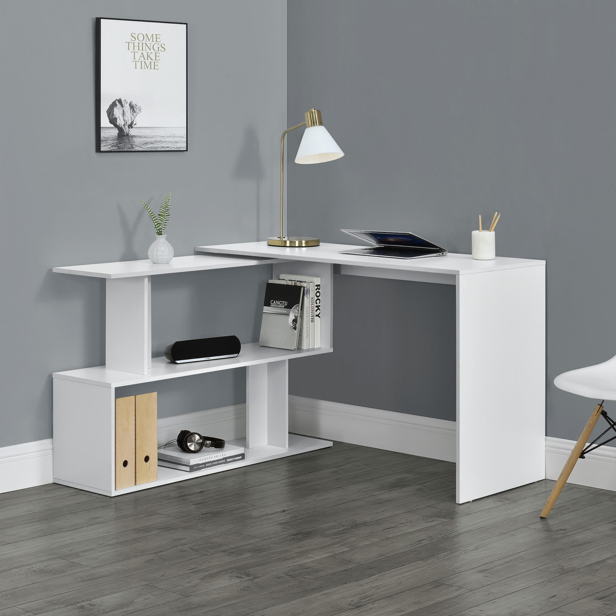 SCHREIBTISCH Arendal - Weiß, Holzwerkstoff (50/120/76.5cm) - [en.casa]