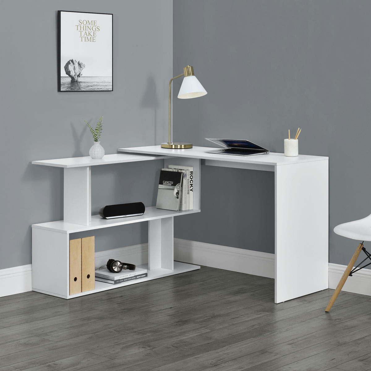 SCHREIBTISCH Arendal - Weiß, Holzwerkstoff (50/120/76.5cm) - [en.casa]
