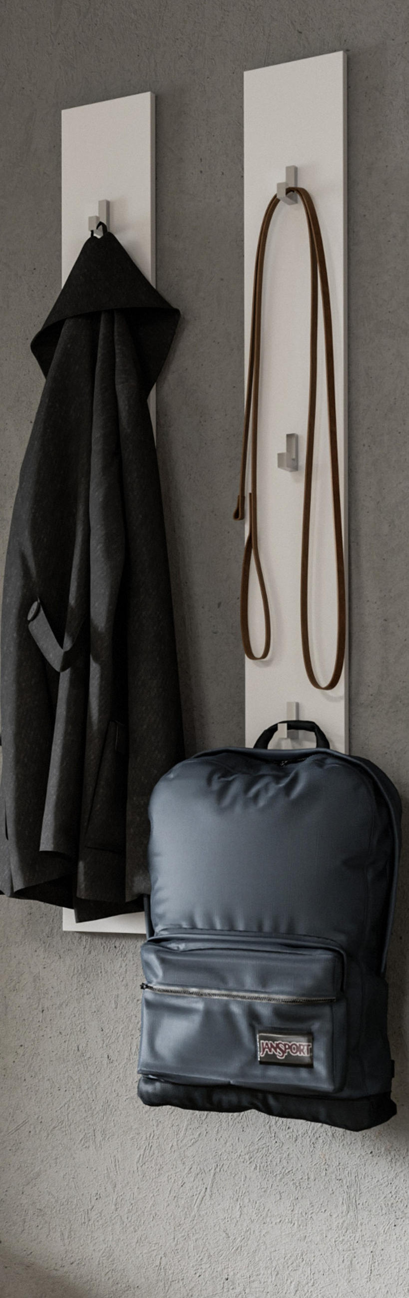 GARDEROBENPANEEL Set 2-teilig weiß 115 cm, Flurgarderobe mit Haken - Weiß, Holzwerkstoff/Metall (13/115/3cm) - Inn.Furn