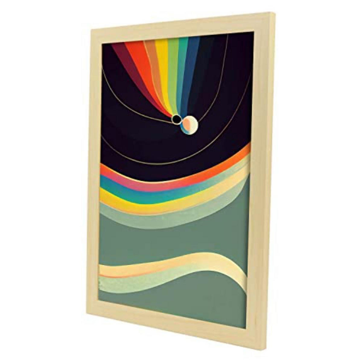 POSTER Set mit 4 Abstrakt Kugel Moderne Galaxien A3 Rahmen aus hellem Holz - Beige, Papier (29.7/3cm) - Nacnic