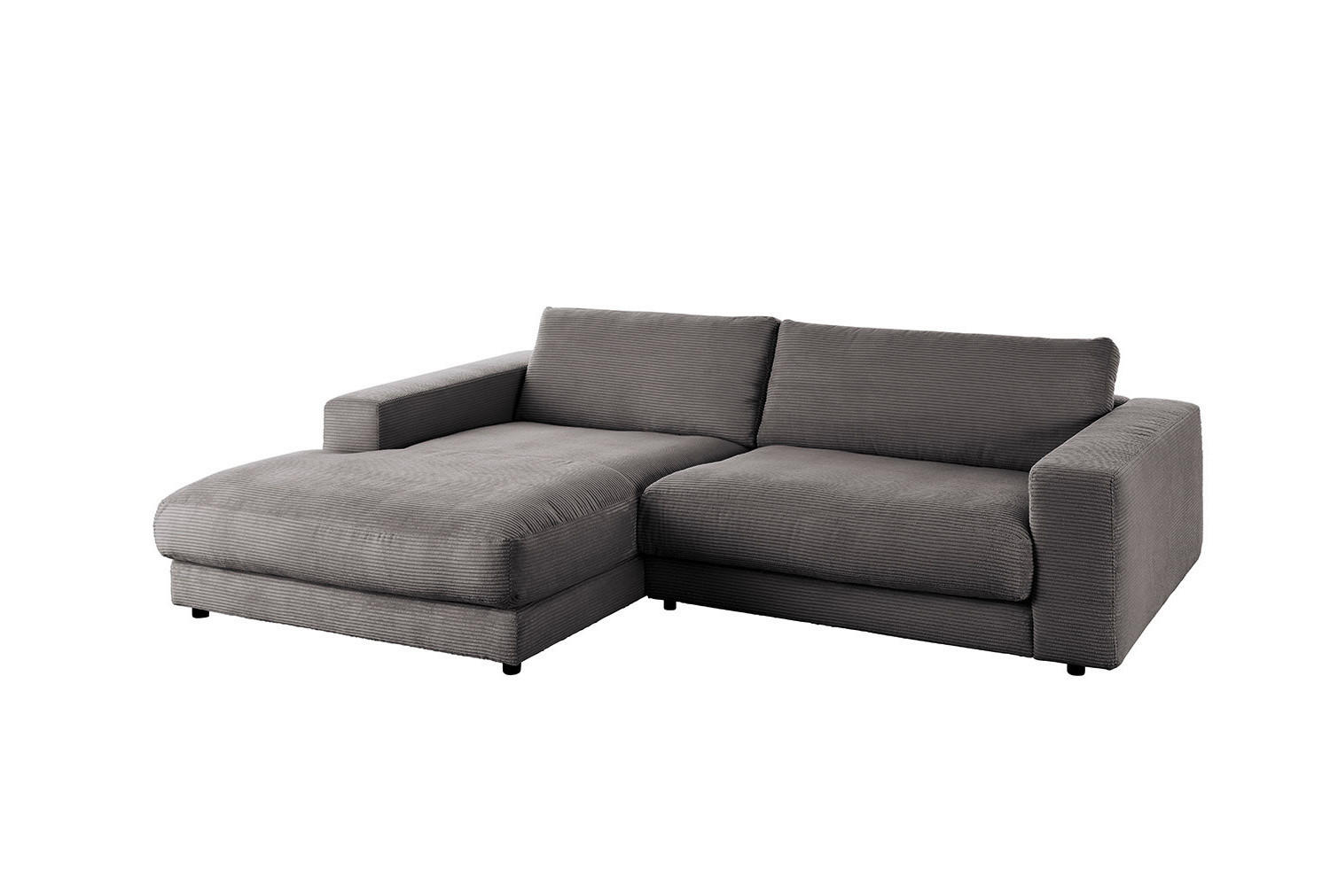 ECKSOFA MADELINE Grau Cord - Schwarz/Grau, Kunststoff/Textil (270/190cm) - KAWOLA