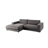 ECKSOFA MADELINE Grau Cord - Schwarz/Grau, Kunststoff/Textil (270/190cm) - KAWOLA