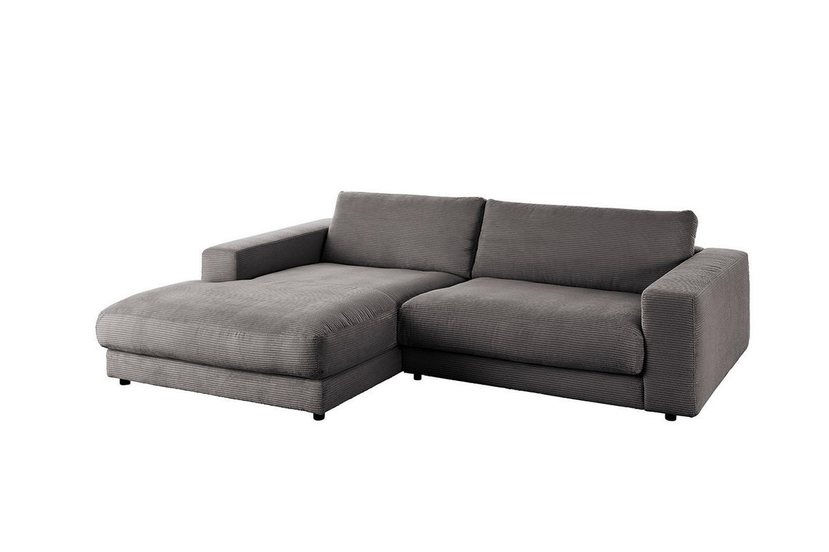 ECKSOFA MADELINE Grau Cord - Schwarz/Grau, Kunststoff/Textil (270/190cm) - KAWOLA