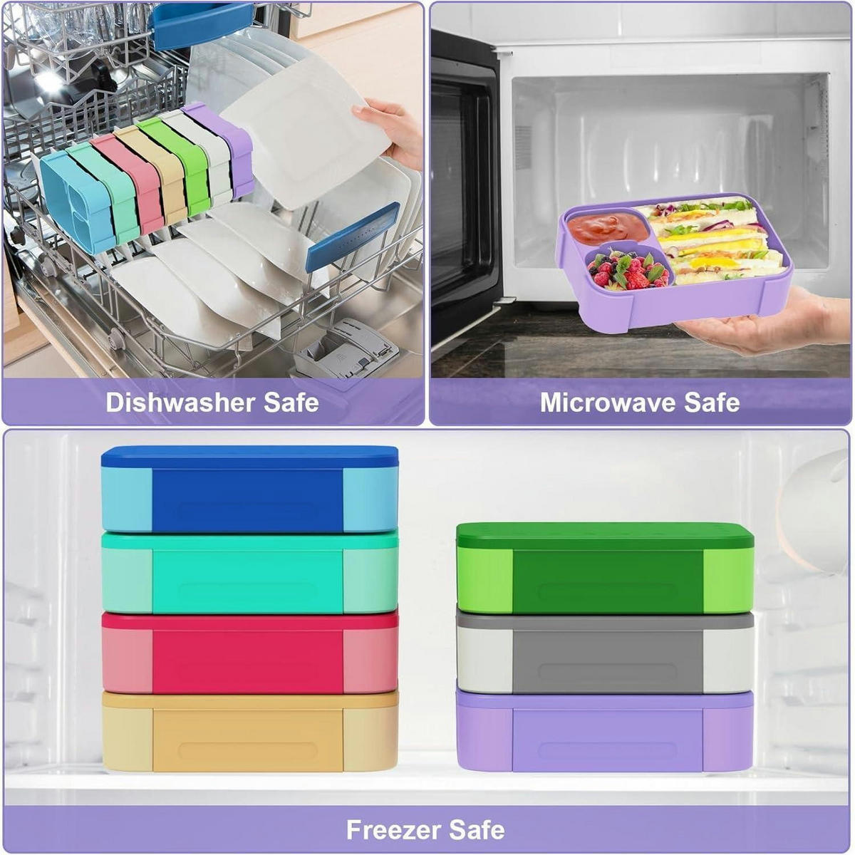 BROTDOSE Kinder mit Fächern 900ml Lila - Lila, Kunststoff (13/5/19cm)