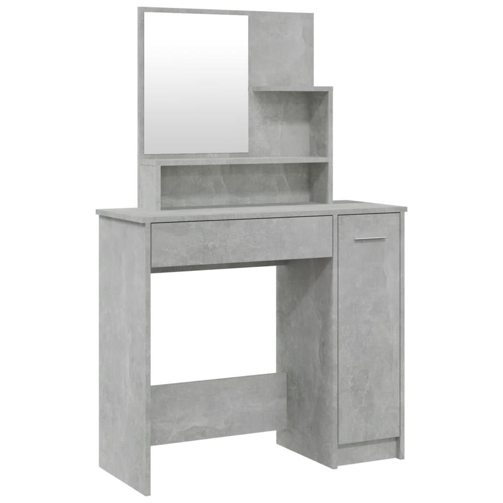 SCHMINKTISCH MIT SPIEGEL BETONGRAU 86,5X35X136 CM - Hellgrau/Grau, Holz (86.5/136/35cm) - vidaXL