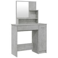 SCHMINKTISCH MIT SPIEGEL BETONGRAU 86,5X35X136 CM - Hellgrau/Grau, Holz (86.5/136/35cm) - vidaXL