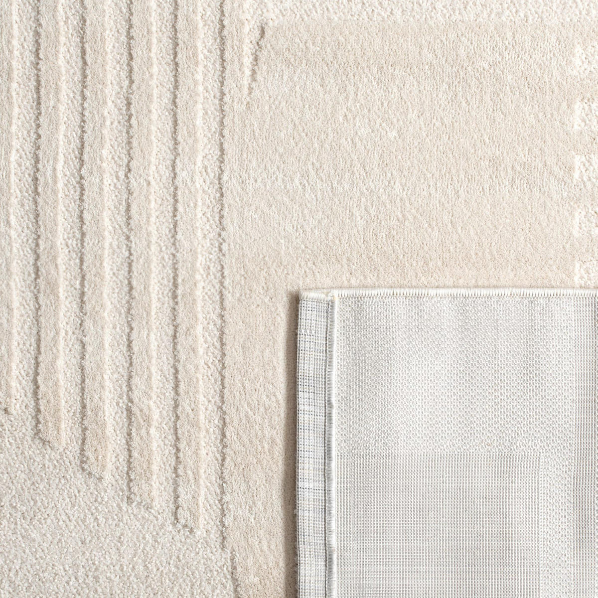 KURZFLORTEPPICH, mit Struktur, aus Polyester, Florhöhe 10 mm, Creme, 200 x 290 cm - Beige, Textil (290/200cm) - KADIMA DESIGN