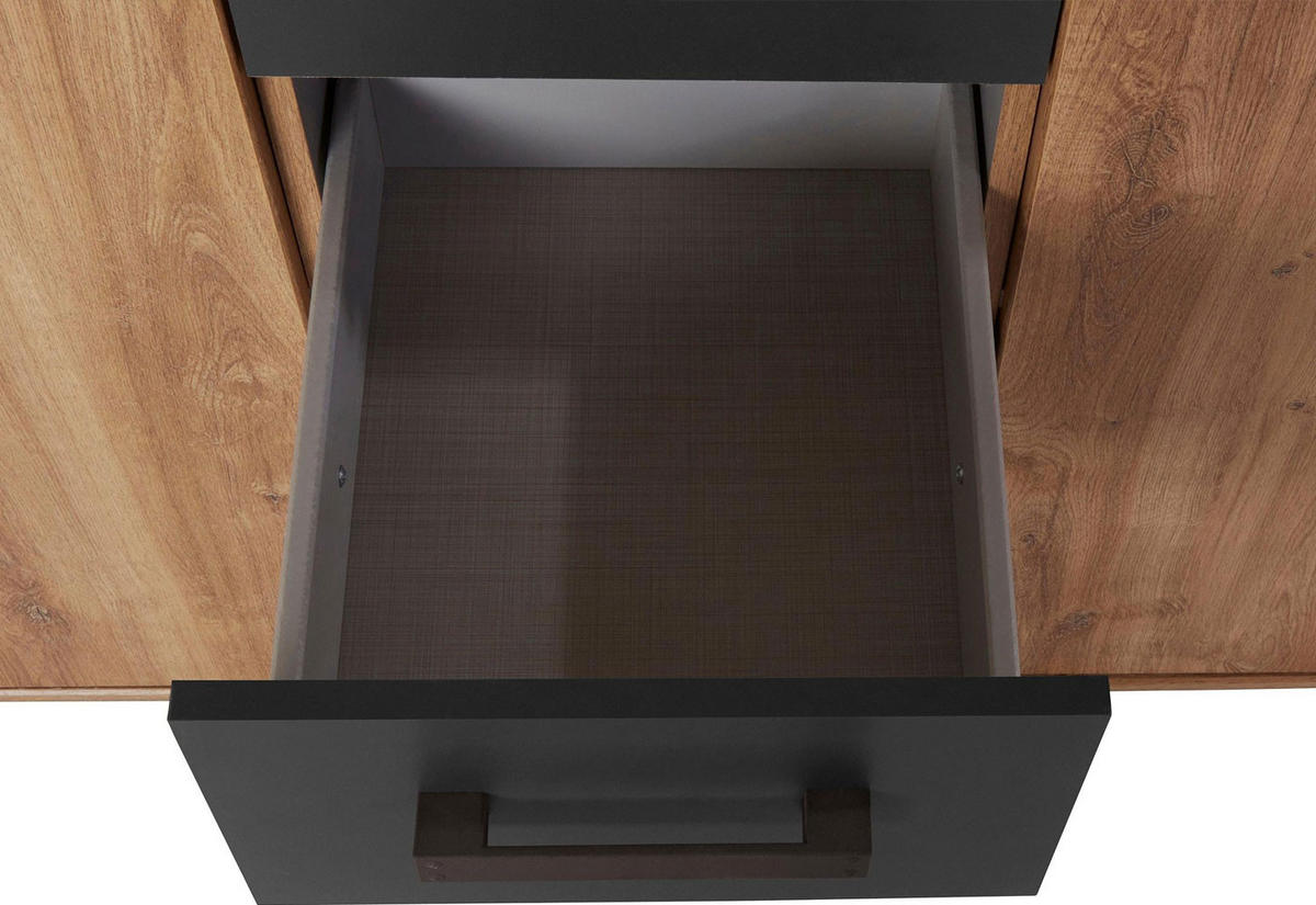 KOMMODE Malmö Plankeneiche - graphit 130 / 41 / 83cm - Eichefarben/Graphitfarben, Holz/Holzwerkstoff (130/83/41cm) - Wimex