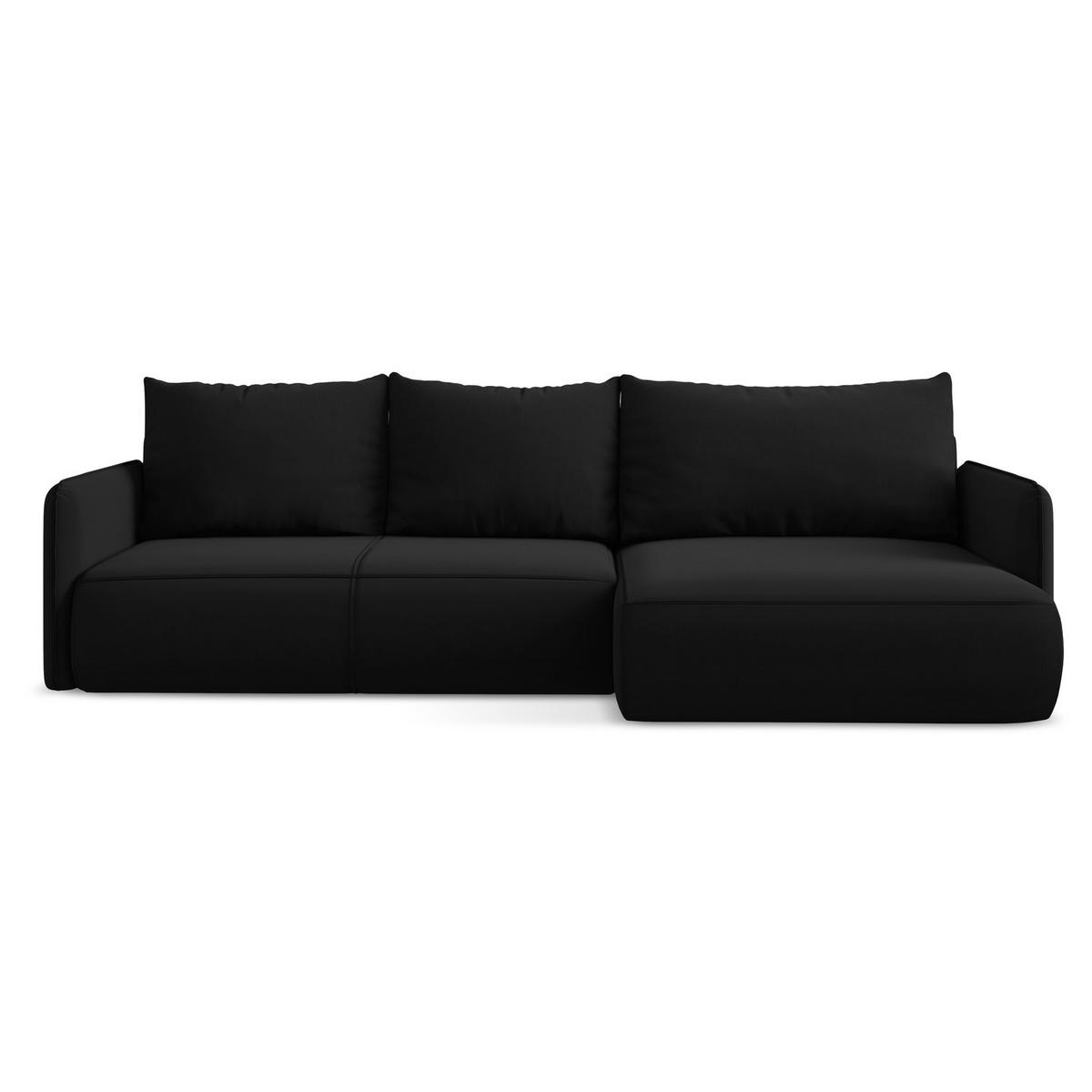 ECKSOFA mit Schlaffunktion Samt Stoff Schwarz - Schwarz, Kunststoff/Textil (240/148cm) - LaMiaSofa