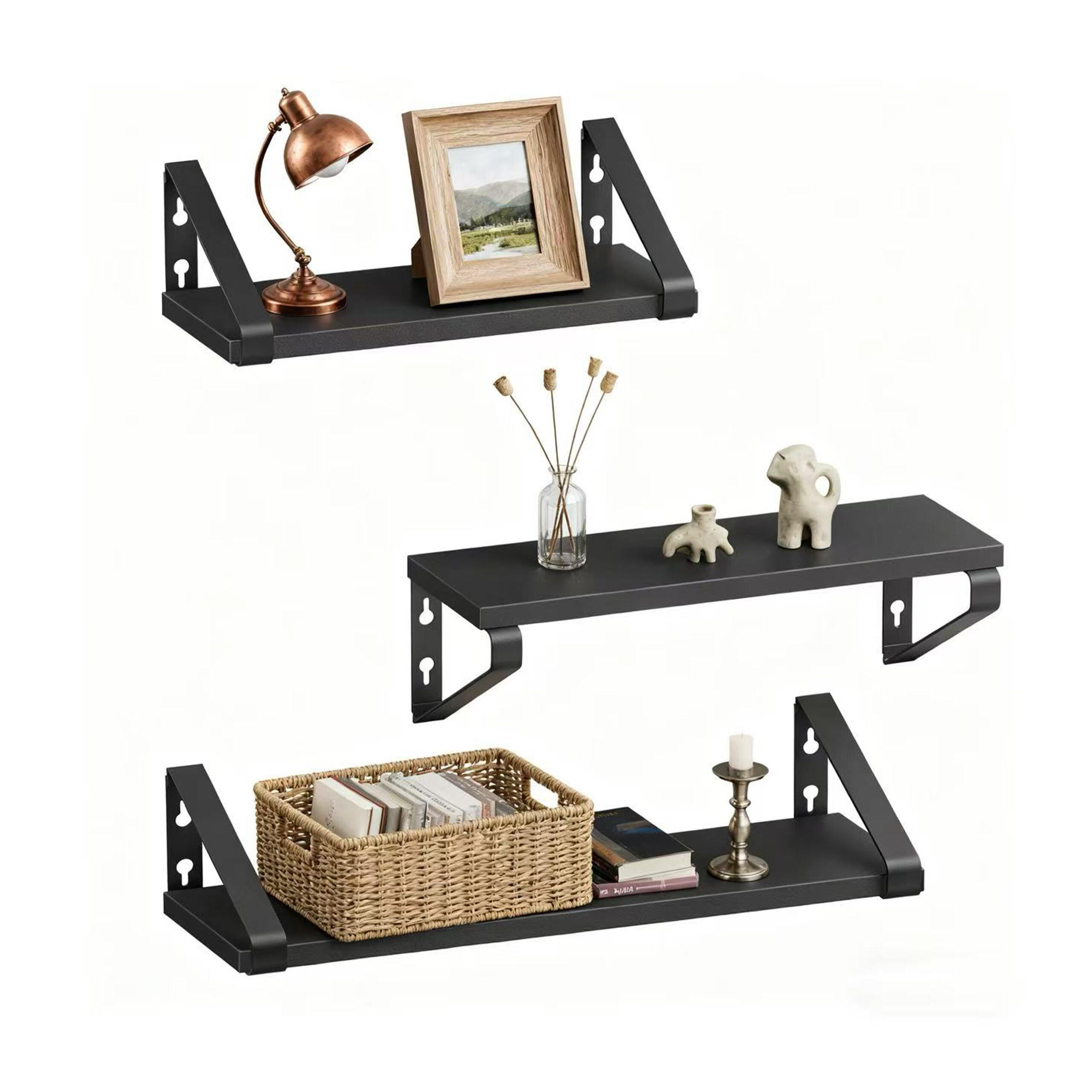 WANDREGAL-SET - Schwarz, Holzwerkstoff/Metall (40/11/12cm) - Relaxdays