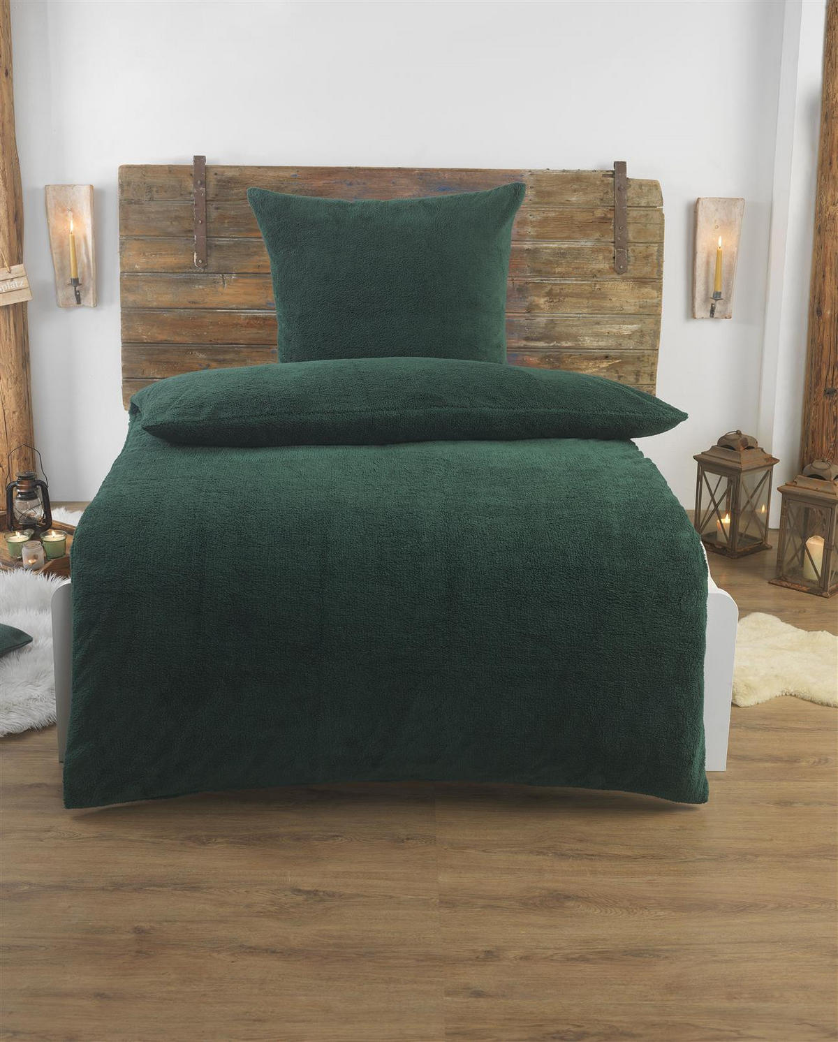 BIBER-BETTWÄSCHE 135x200 aus 100% Baumwolle - Winter Bettbezug Warm kuschelig - Floral Grün - Grün, Textil (135/200cm) - Carpe Sonno