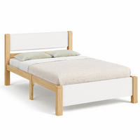 BETT 90/200 cm in Weiß & Natur mit Kopf- und Fußteil - Weiß/Naturfarben, Holz/Holzwerkstoff (90/200cm) - CHICFURN