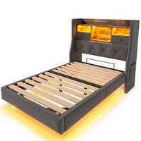 POLSTERBETT 90/200 cm DE-00632, in Grau, LED-Beleuchtung - Grau, Metall (90/200cm) - ComfortXL