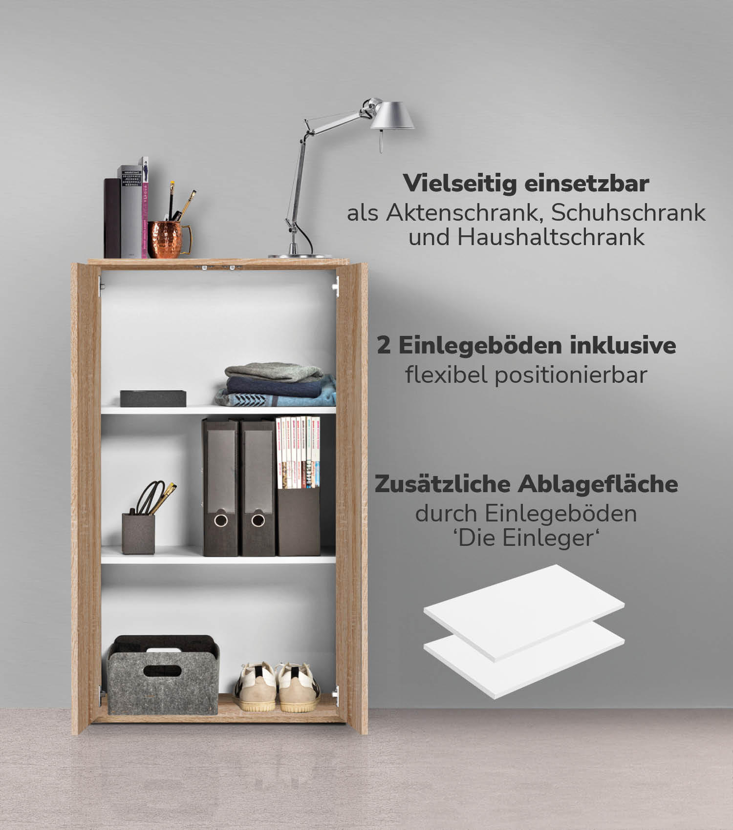 MEHRZWECKSCHRANK Der Schlanke - Sonoma Eiche, Holzwerkstoff (60/110/34cm) - Mokebo