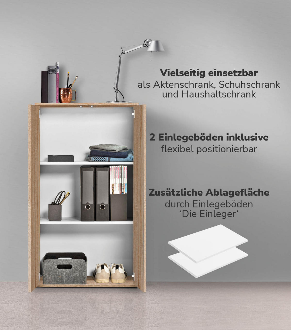 MEHRZWECKSCHRANK Der Schlanke - Sonoma Eiche, Holzwerkstoff (60/110/34cm) - Mokebo
