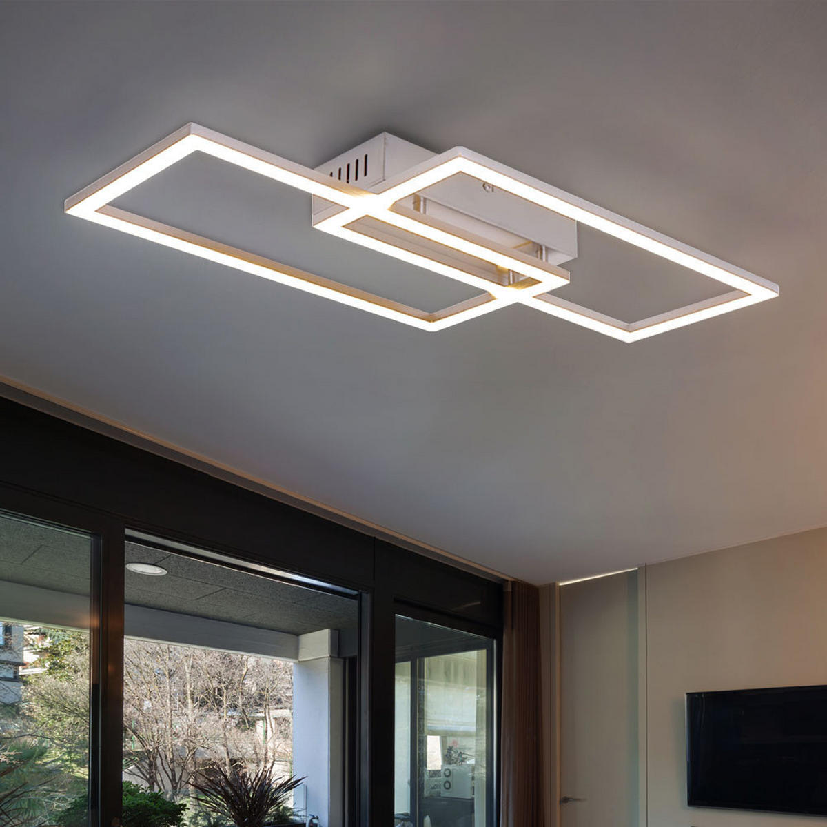 LED DECKENLEUCHTE MUNNI Silber Opal - Silberfarben, Metall (52/24.2/6.2cm) - Globo Lighting