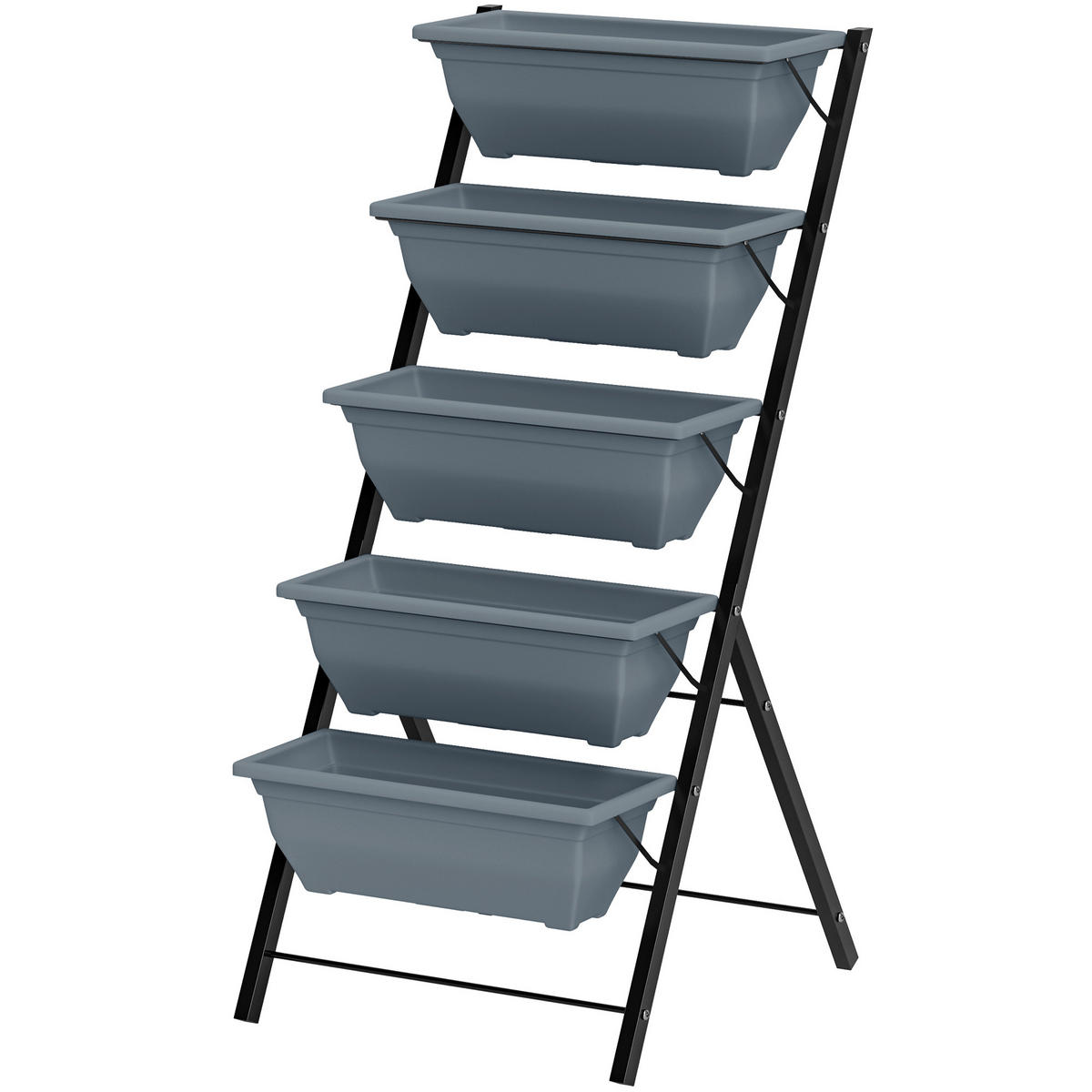 BLUMENTREPPE DE-12278 5-stufig vertikal mit Ablauflöchern Grau - Grau, Metall (55/120/63cm) - ComfortXL