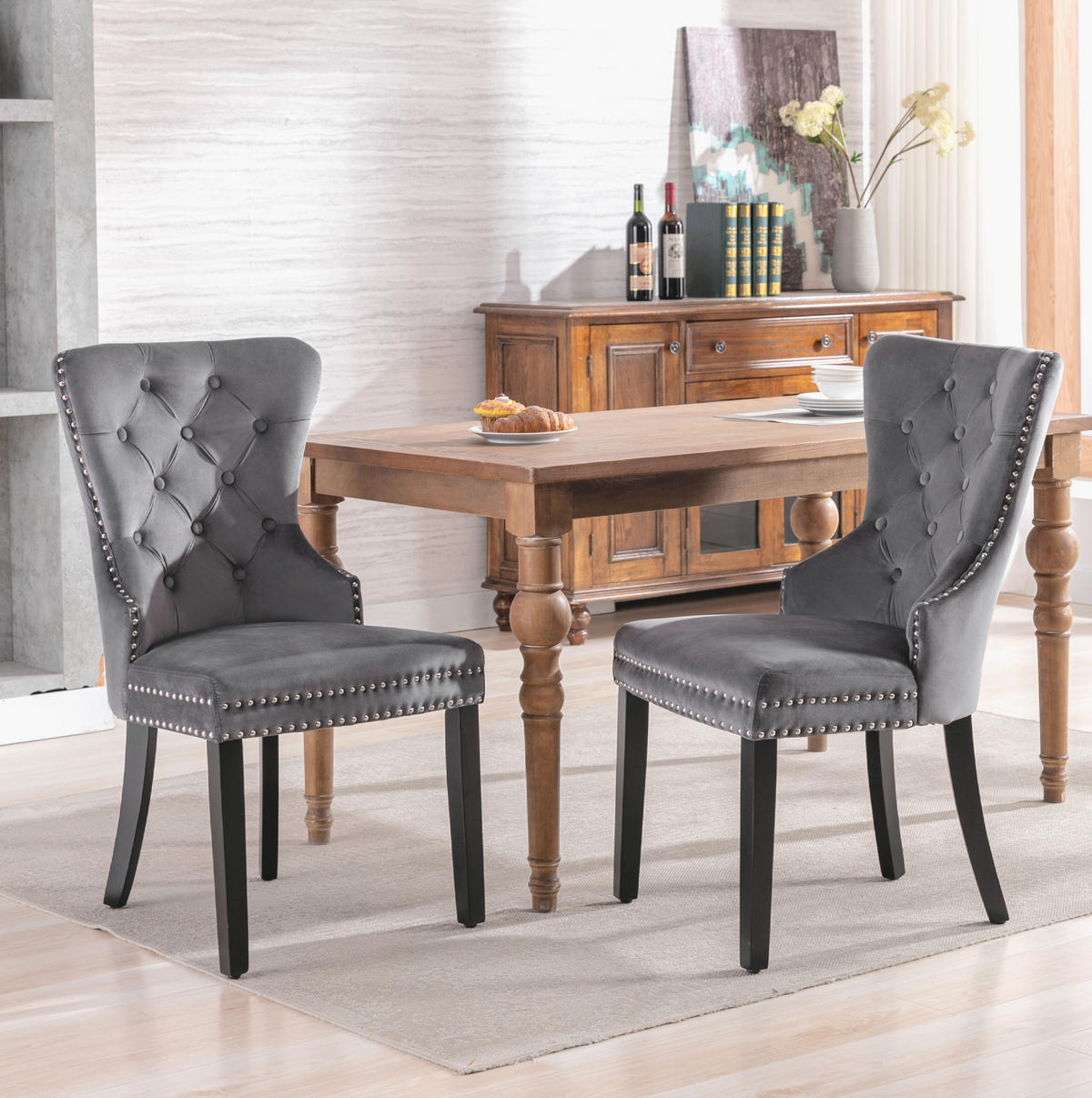 ESSZIMMERSTUHL 4er-Set gepolstert ca. 53 x 54 x 97 cm Samt Grau - Grau, Metall (51/97/47.2cm) - Meubliv