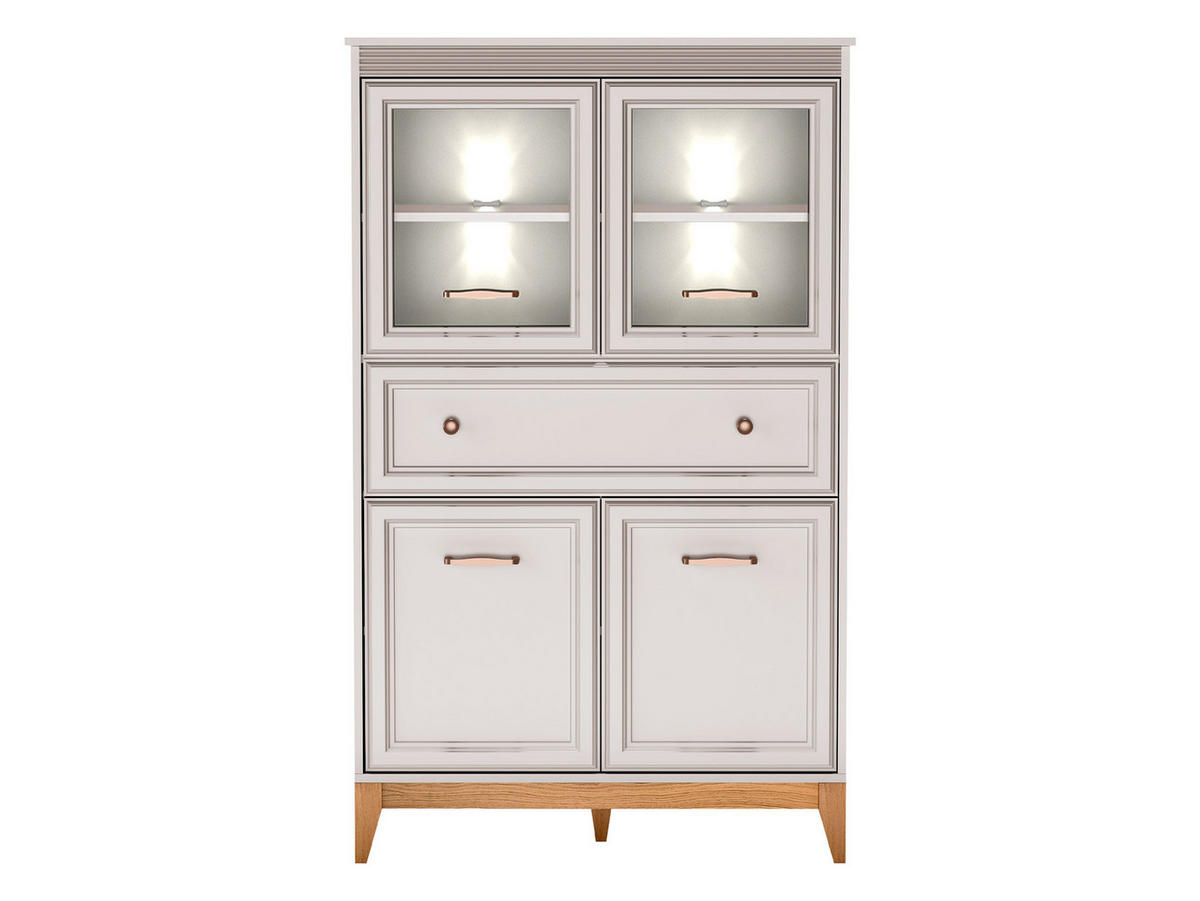 VITRINE Windsor W-05 mit Weißer LED-Beleuchtung - Kaschmir/Eichefarben, Holz/Holzwerkstoff (92/151/41cm) - MIRJAN24