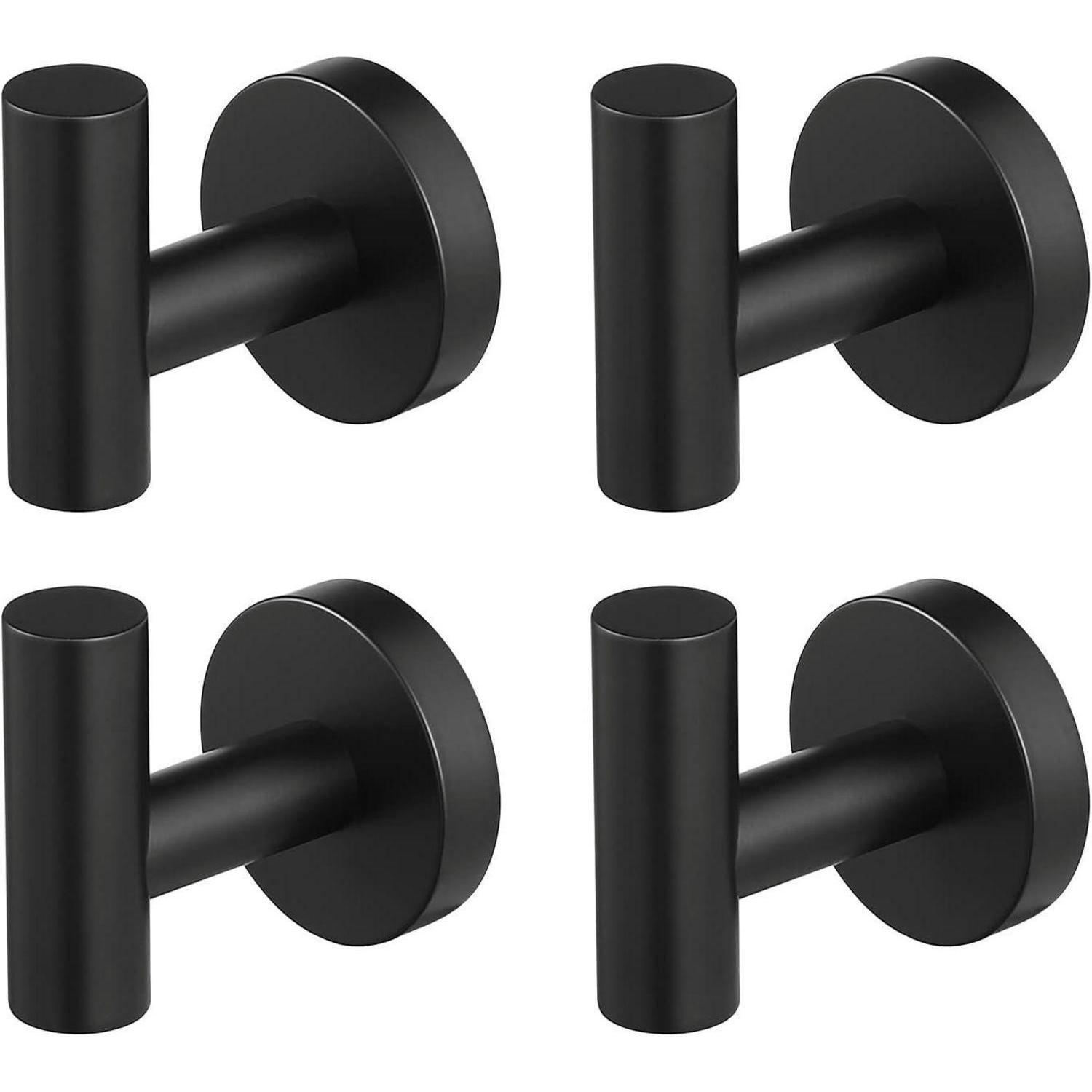HANDTUCHHAKEN 4-teiliges Set Schwarz Matt - Schwarz, Metall (13.7/5.8/16.3cm)