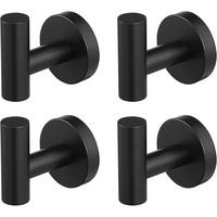 HANDTUCHHAKEN 4-teiliges Set Schwarz Matt - Schwarz, Metall (13.7/5.8/16.3cm)
