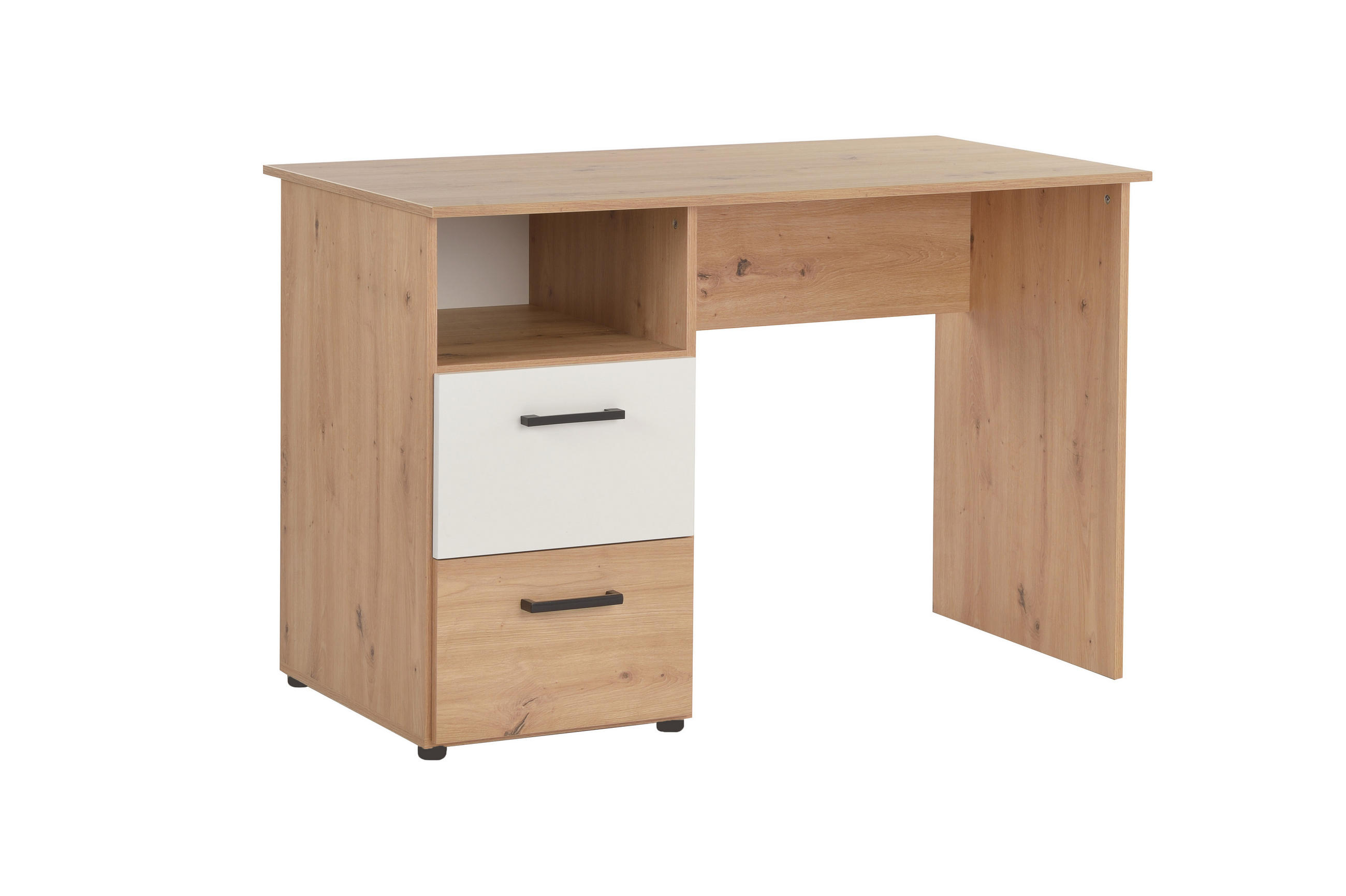 SCHREIBTISCH Bente mit 2 Schubkästen AOW - Eichefarben/Schwarz, Holzwerkstoff/Kunststoff (115/77/60cm) - arthur berndt