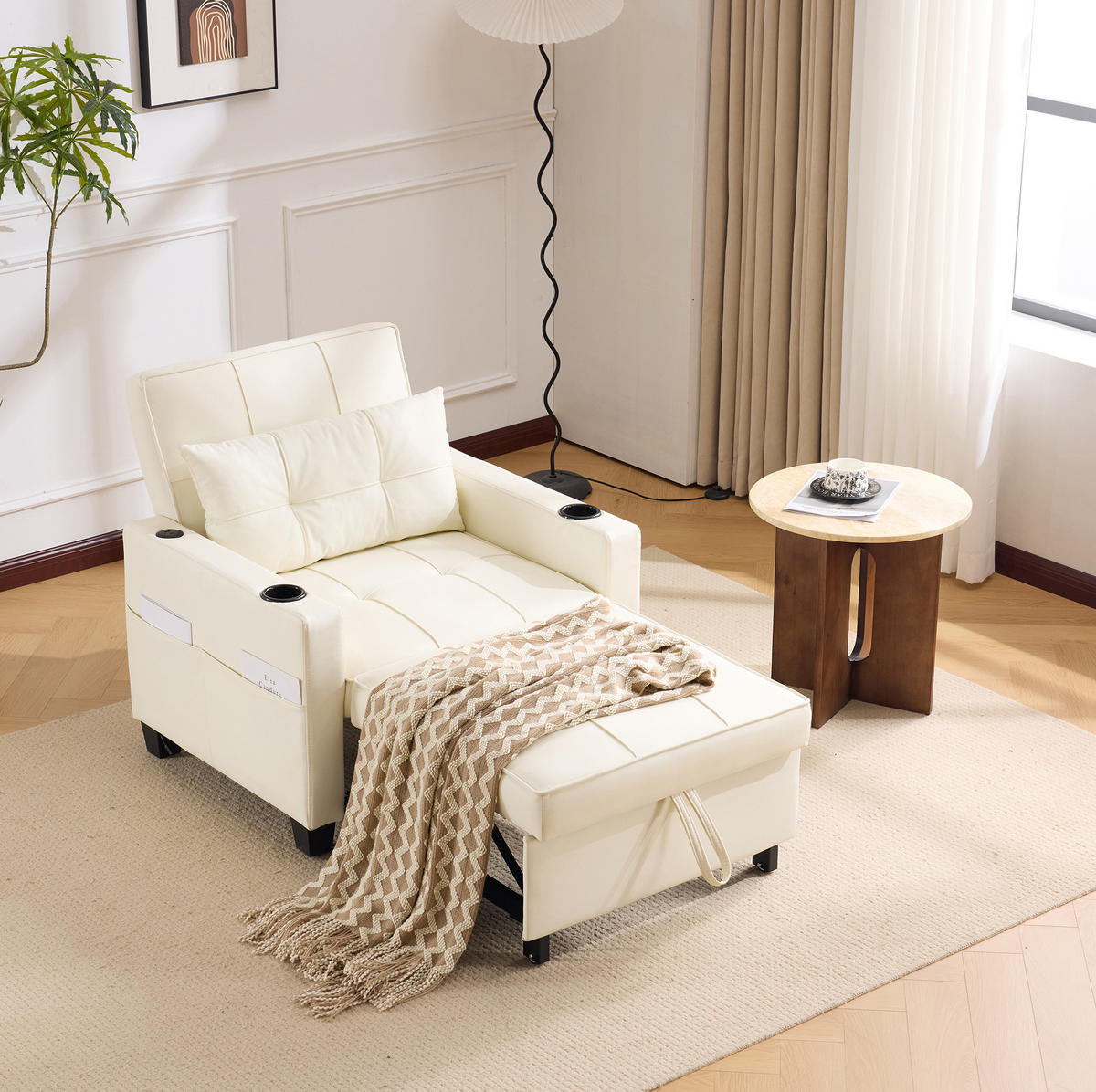 SCHLAFSOFA 3-in-1 ausziehbar White 2er-Funktion - Weiß, Holz (87/84/74cm) - Meubliv