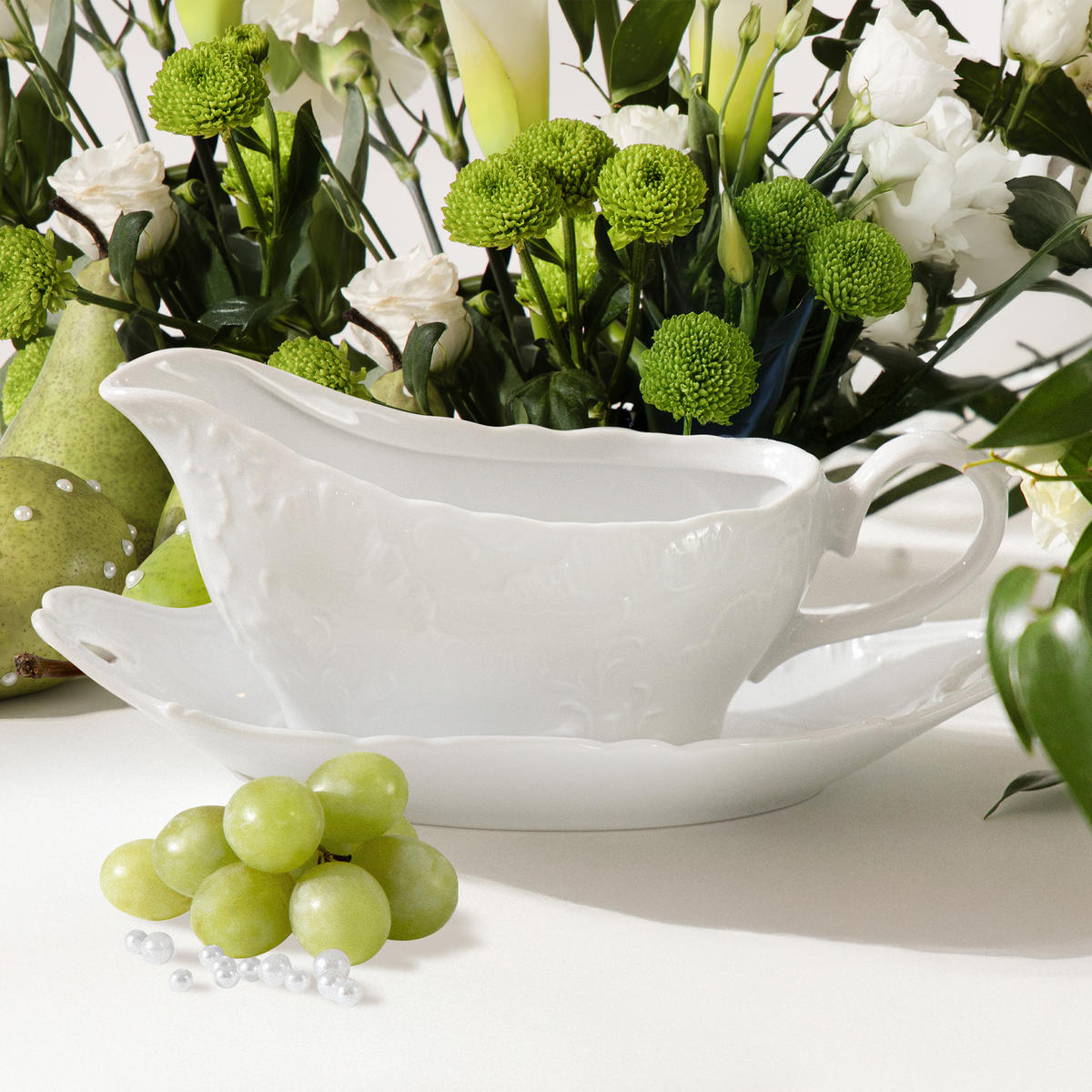 SAUCIERE mit Untertasse Cmielow Rococo - Weiß, Keramik (22.5cm) - KONSIMO®