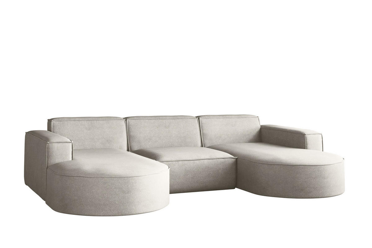 ECKSOFA Modena U-Form Elegant und Moderne Stoff Salvador Hellgrau - Hellgrau, Holz/Textil (299/165cm) - Kaiser Möbel