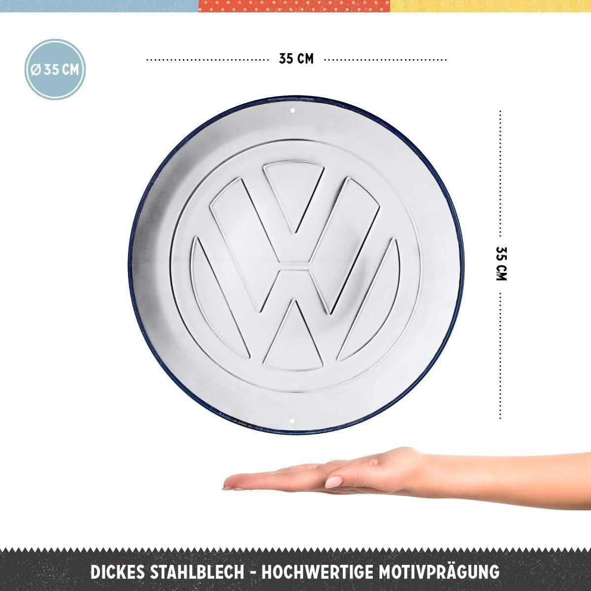 BLECHSCHILD 35 cm Rund VW Logo - Multicolor, Metall (35/35/0.2cm) - Nostalgic-Art