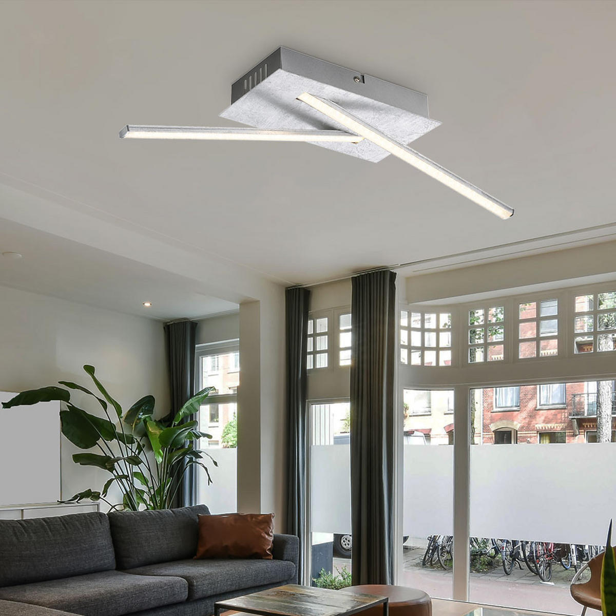 LED DECKENLEUCHTE Fuego Silber metallic - Silberfarben, Metall (48/12/11cm) - Globo Lighting