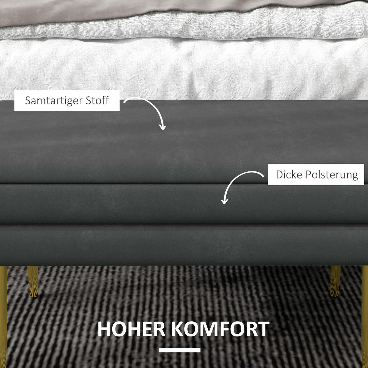 SITZBANK mit Stauraum, Grau - Dunkelgrau, Kunststoff (37.5/43/79.5cm) - HOMCOM