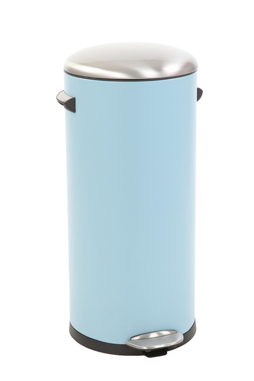 MÜLLEIMER Retro Mit Markanten Griffen und Kugelkappe 30 Liter 68,5 x 29,2 cm Kunststoff Inneneimer Hellblau - Blau, Metall (33.8/68.5/37.9cm) - PROREGAL