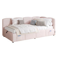 SCHLAFSOFA aus Samt 90x200 cm Rosa mit hydraulischem Stauraum, USB-A- und USB-C-Anschlüssen - Rosa, Textil (90/200cm) - IVMEU