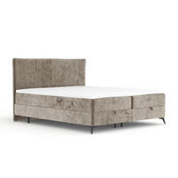 BOXBETT Peru Beige 140/200 cm im Chenille-Stoff - Beige/Schwarz, Holz/Holzwerkstoff (140/200cm) - Maison de Reve