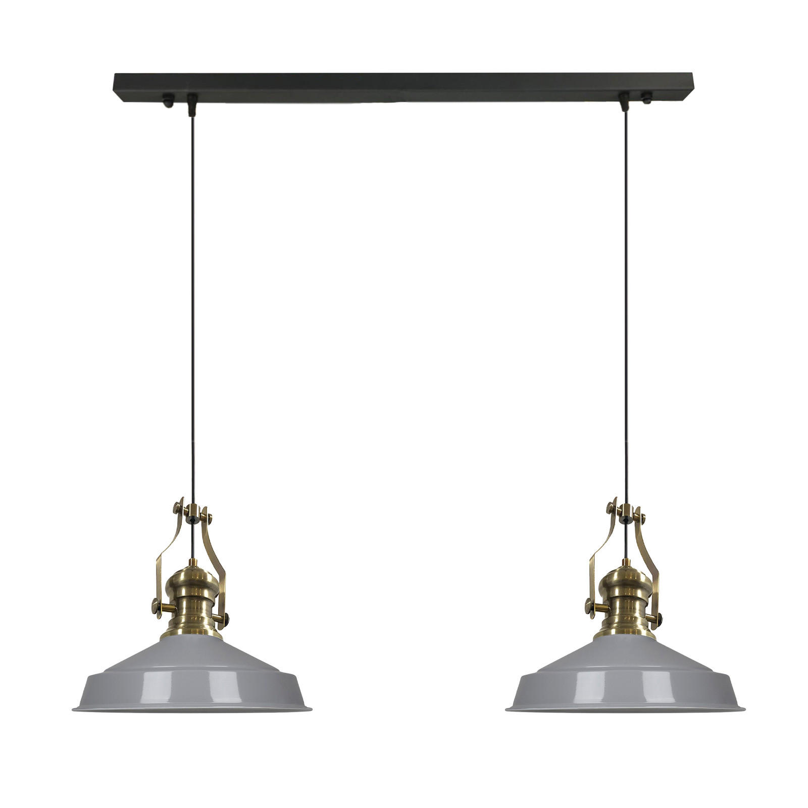 PENDELLEUCHTE Asletl Vintage 2 Flammig 41/36 cm - Weiß Hochglanz/Grau, Metall (36/41/36cm) - Bamyum