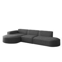 ECKSOFA Designer L-Form MODENA Stoff Loop Graphit Links - Graphitfarben, Holz (165/296cm) - Kaiser Möbel