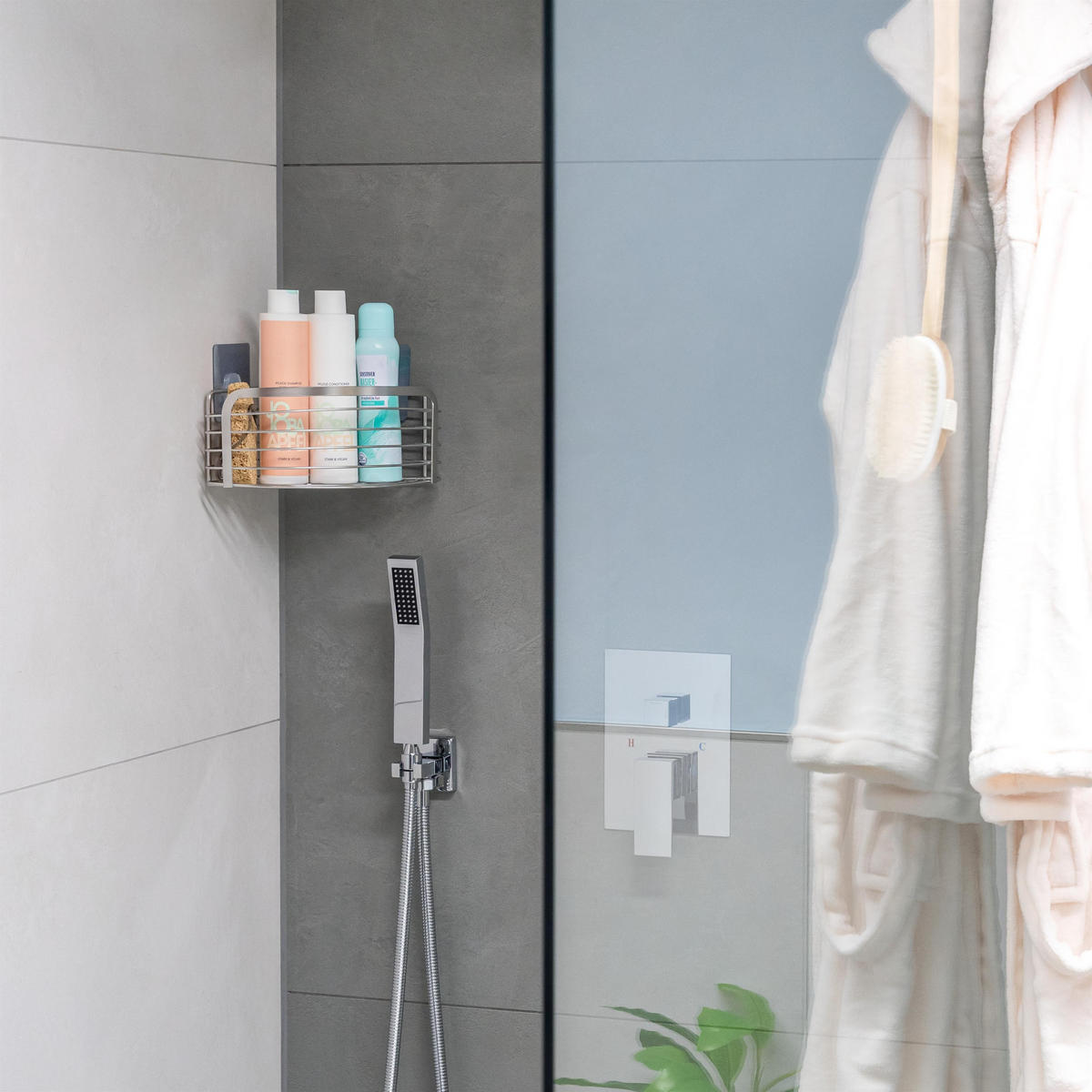 ECK-ABLAGEKORB 2er-Set, silber - Edelstahlfarben, Metall (25/10.5/18.5cm) - bremermann