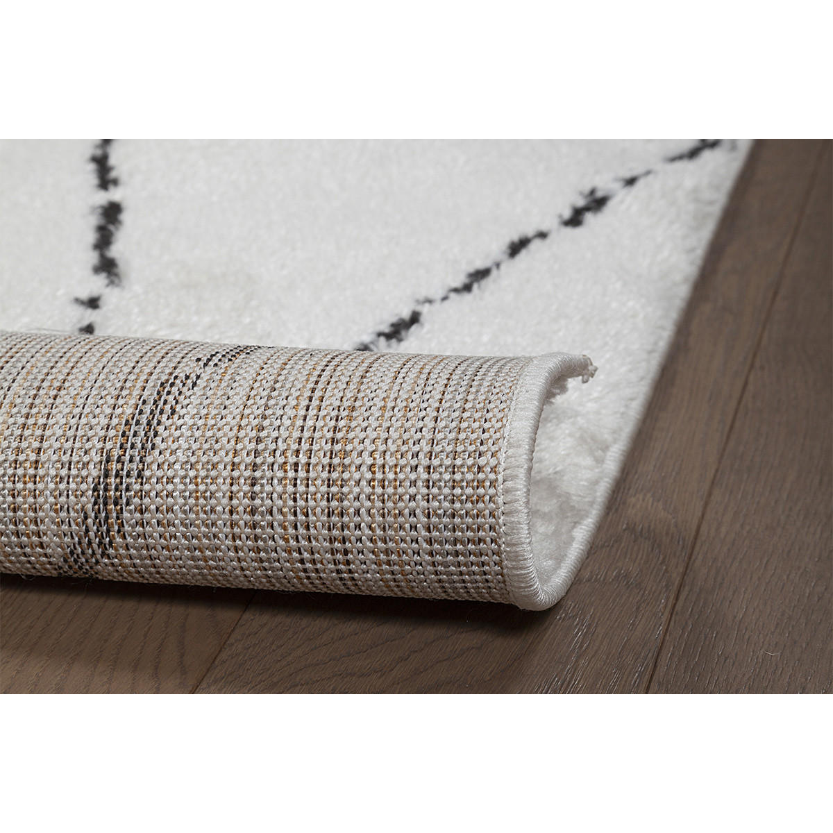 TEPPICH mit schwarzen Rautenmustern 200 x 300 cm SILAN - Beige, Textil (200/300cm) - Miliboo