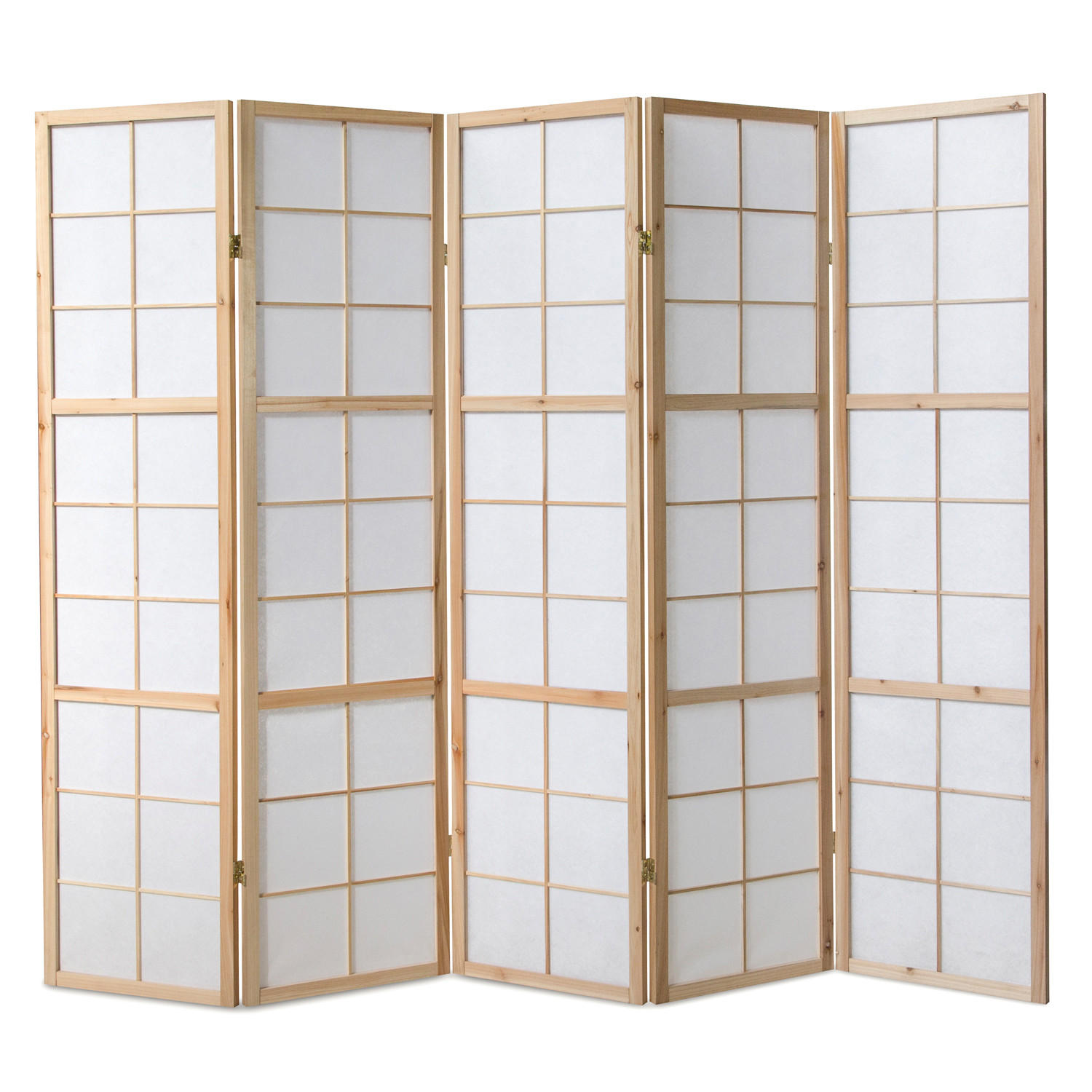 PARAVENT 5-tlg. 220/175 cm Braun Shoji - Braun, Holz (220/175/2cm) - Homestyle4u