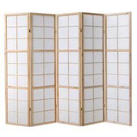PARAVENT 5-tlg. 220/175 cm Braun Shoji - Braun, Holz (220/175/2cm) - Homestyle4u
