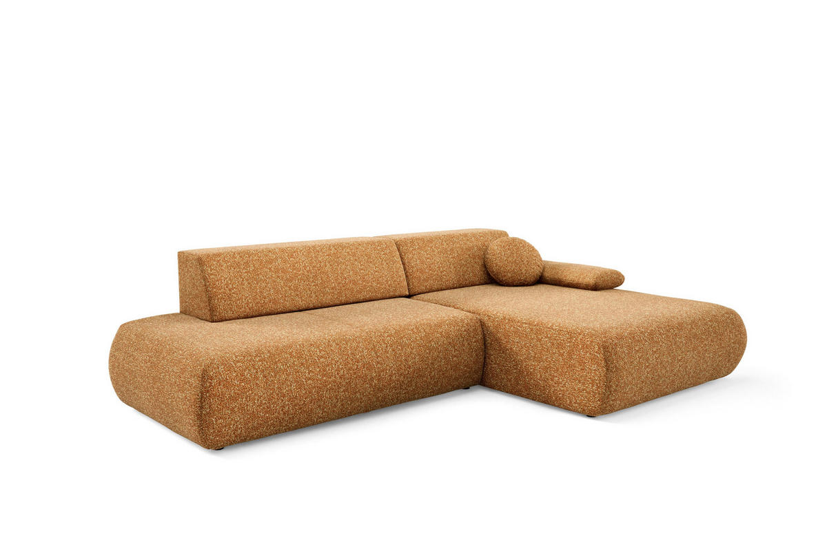 ECKSOFA DELTA R-S Braun Geflochtener Stoff mit Schlaffunktion - Braun, Holz (286/173.5cm) - MASSENO