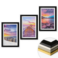 WANDBILDER 3er-Set - 20x30 cm Schwarzer Rahmen - Winterliche Bergseelandschaft - Schwarz, Kunststoff (20/30cm) - ArtPrintCave