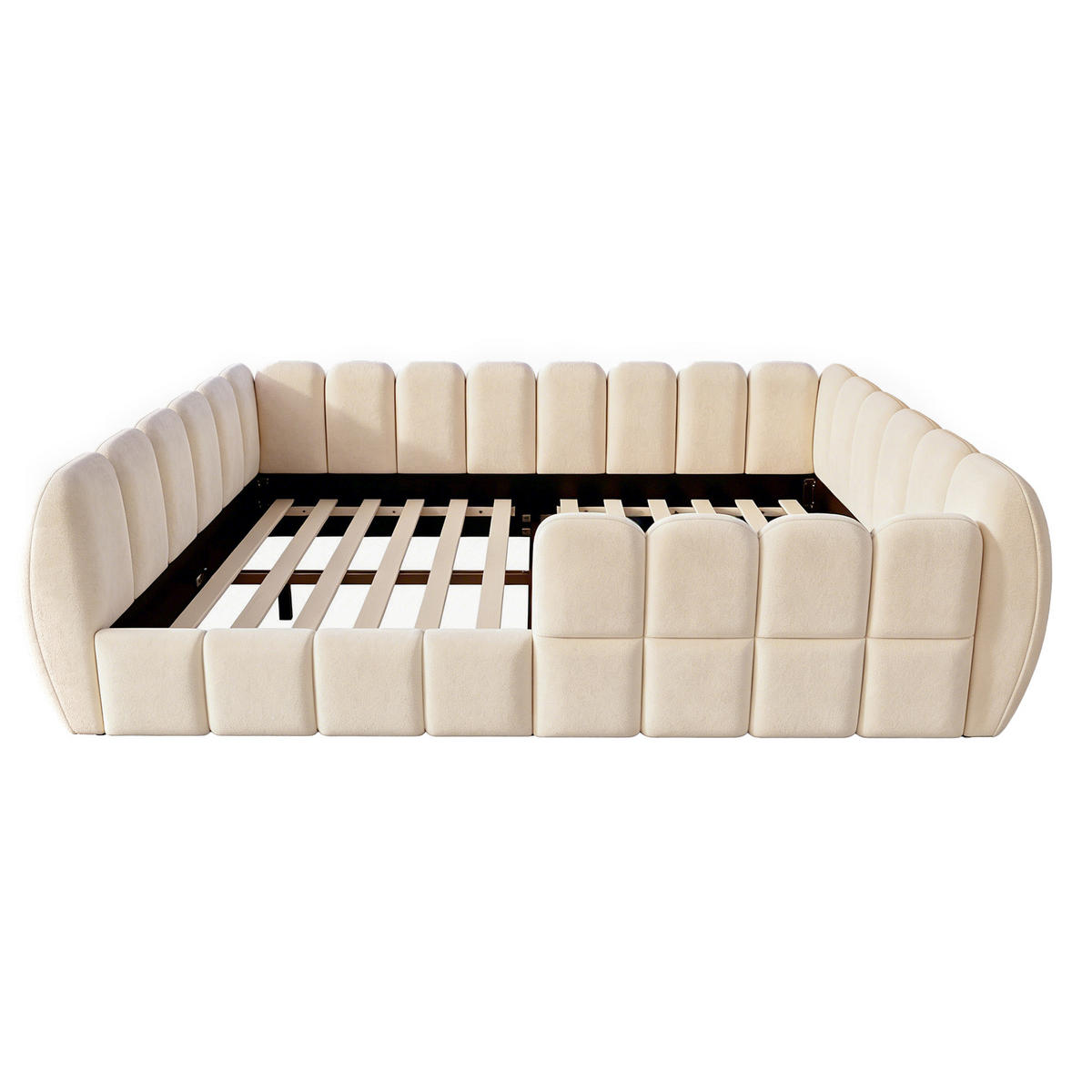 KINDERBETT 140x200cm Bodenbett Samt Rundschutz Beige - Beige, Textil (140/200cm) - FLIEKS