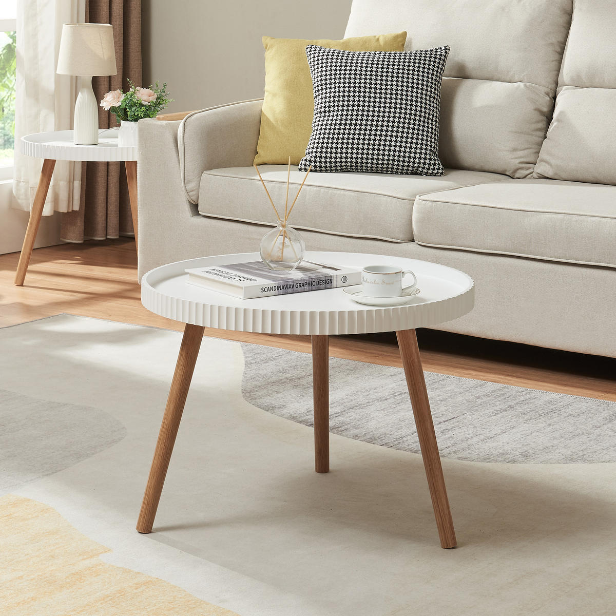 COUCHTISCH Bongard 60/45 cm - Weiß/Braun, Holz/Holzwerkstoff (60/60/45cm) - [en.casa]